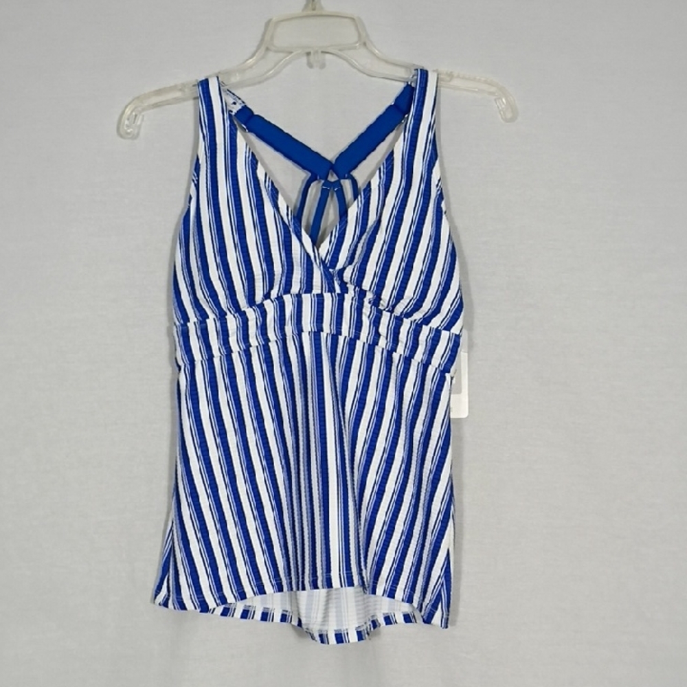 NWT Next Striped Blue and White Women's Sc Sport Tankini High Tide Size 36B/C